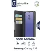 Cellularline Book Agenda 2 dėklas Samsung Galaxy A37, knygos stiliaus, dirbtinė oda, magnetinis užsegimas, stovas, RFID/NFC apsauga, juoda