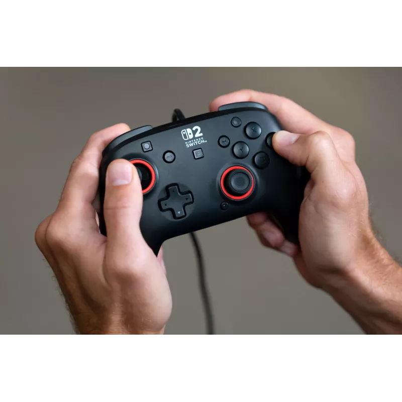 Laidinis žaidimų valdiklis Turtle Beach Rematch, skirtas Nintendo Switch 2 – USB‑C, 3 m laidas, užpakalinis mygtukas, D‑padas, juodas