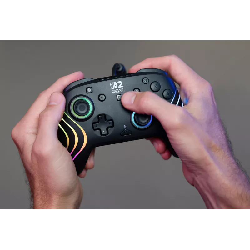 Žaidimų pultas Turtle Beach Afterglow Wave Black, laidinis, RGB, skirtas Nintendo Switch / Switch 2, USB-C, 3 m laidas