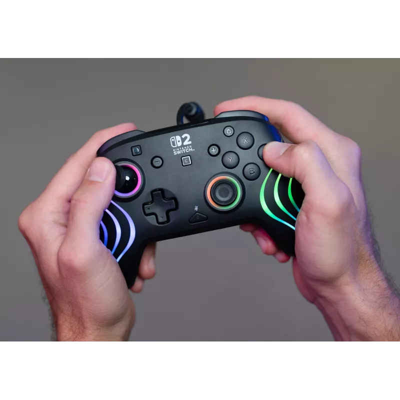 Žaidimų pultas Turtle Beach Afterglow Wave Black, laidinis, RGB, skirtas Nintendo Switch / Switch 2, USB-C, 3 m laidas