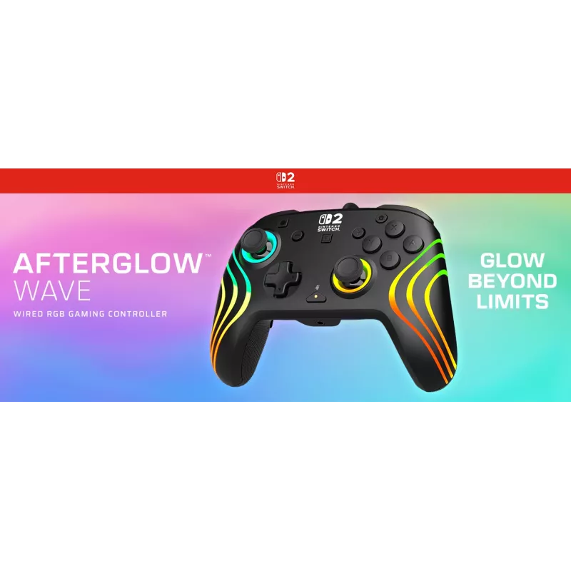 Žaidimų pultas Turtle Beach Afterglow Wave Black, laidinis, RGB, skirtas Nintendo Switch / Switch 2, USB-C, 3 m laidas
