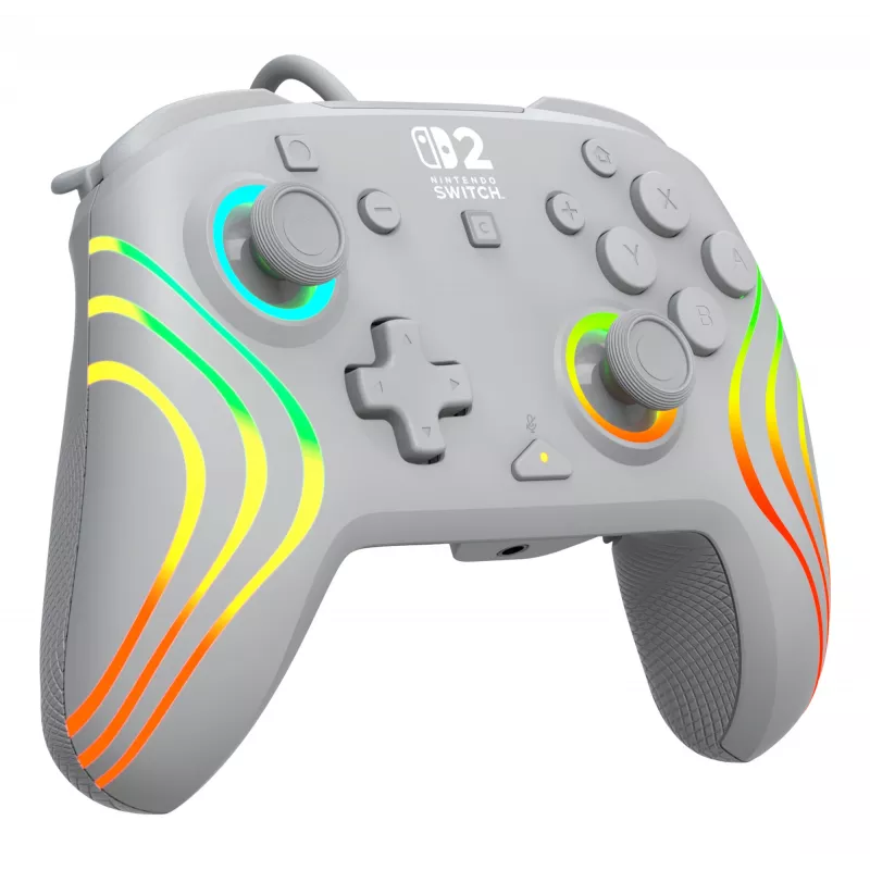 Laidinis RGB žaidimų valdiklis Turtle Beach Afterglow Wave pilka – USB‑C, 3 m laidas, skirta Nintendo Switch / Switch 2 / Switch OLED