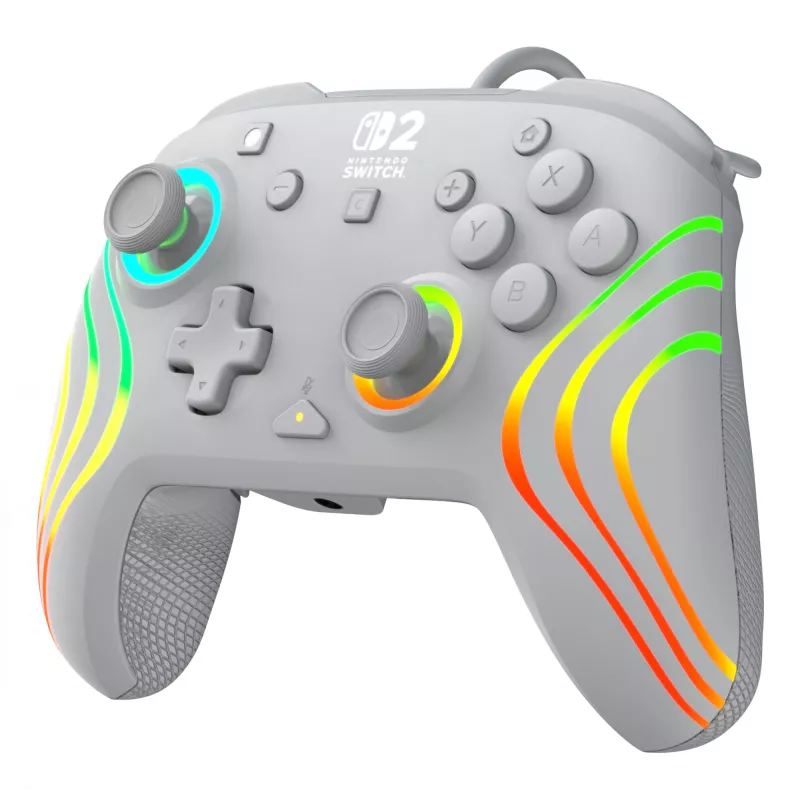 Laidinis RGB žaidimų valdiklis Turtle Beach Afterglow Wave pilka – USB‑C, 3 m laidas, skirta Nintendo Switch / Switch 2 / Switch OLED