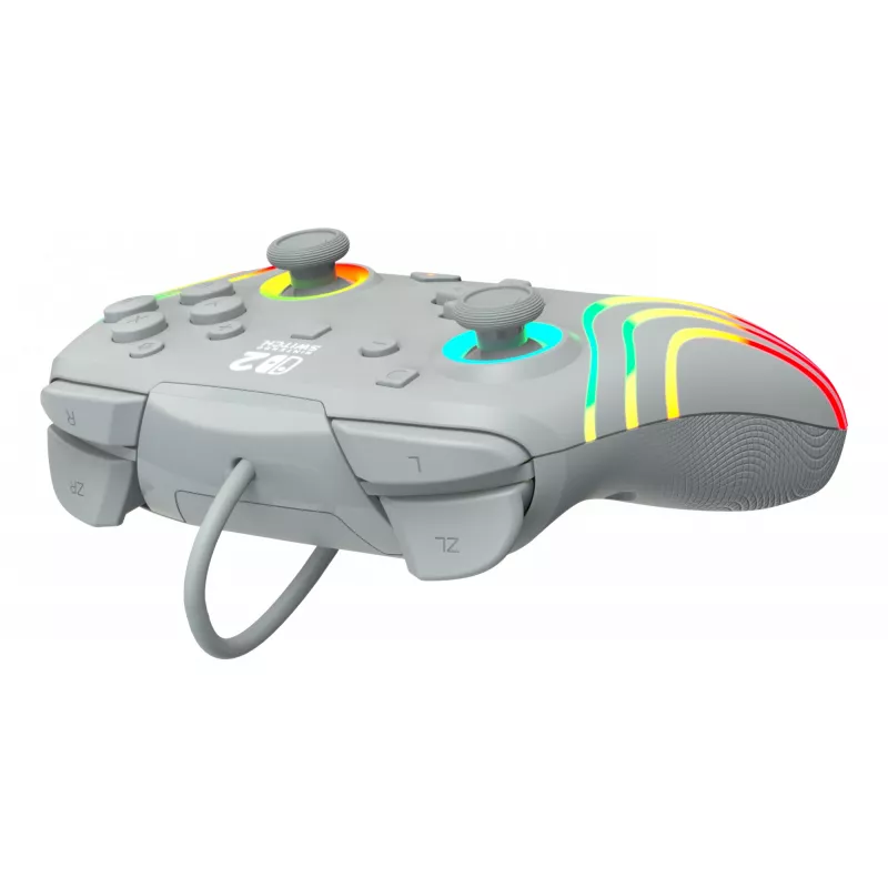Laidinis RGB žaidimų valdiklis Turtle Beach Afterglow Wave pilka – USB‑C, 3 m laidas, skirta Nintendo Switch / Switch 2 / Switch OLED