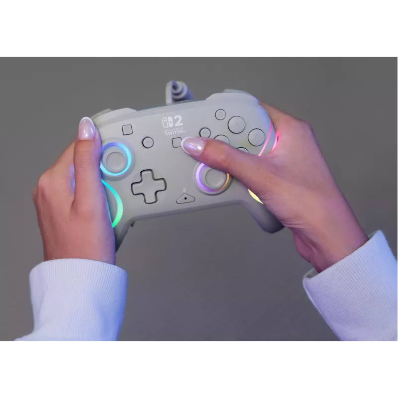 Laidinis RGB žaidimų valdiklis Turtle Beach Afterglow Wave pilka – USB‑C, 3 m laidas, skirta Nintendo Switch / Switch 2 / Switch OLED