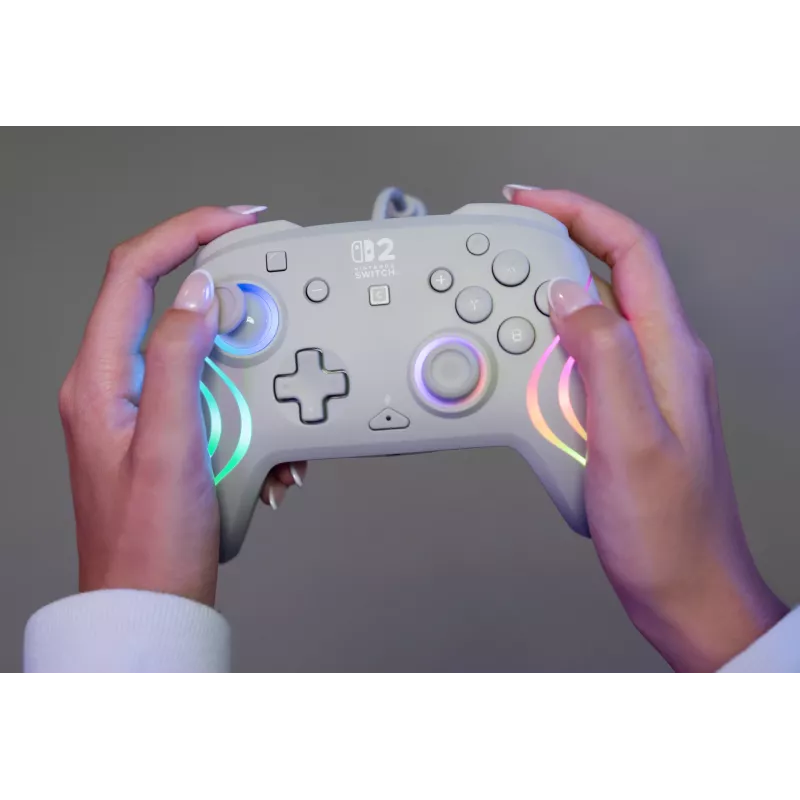Laidinis RGB žaidimų valdiklis Turtle Beach Afterglow Wave pilka – USB‑C, 3 m laidas, skirta Nintendo Switch / Switch 2 / Switch OLED