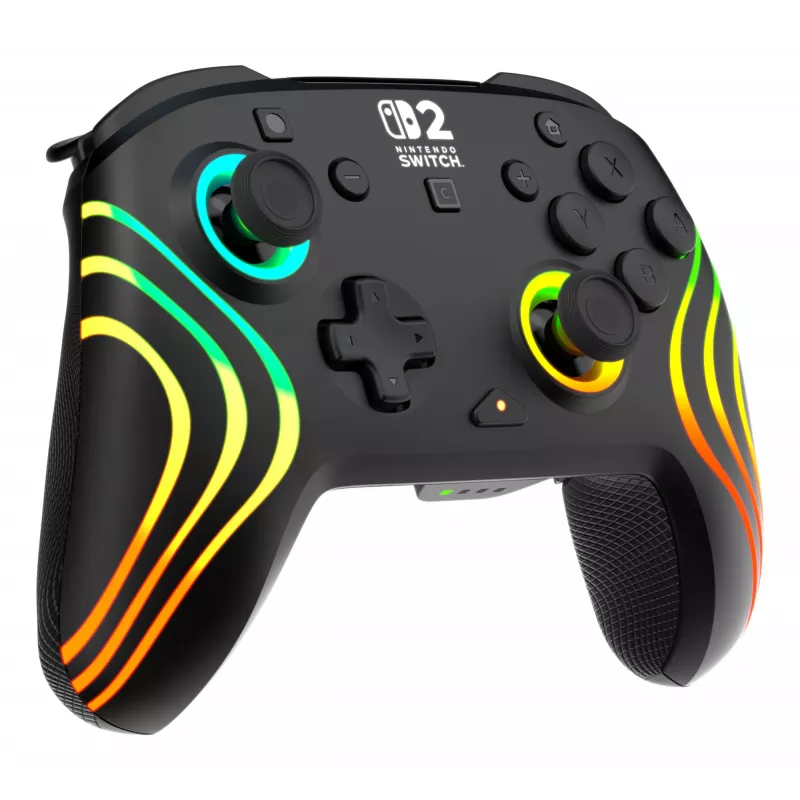 Belaidis RGB žaidimų valdiklis Turtle Beach Afterglow Wave Black, skirtas Nintendo Switch 2 – Bluetooth/USB-C, įmontuota baterija 20h, 3 m laidas