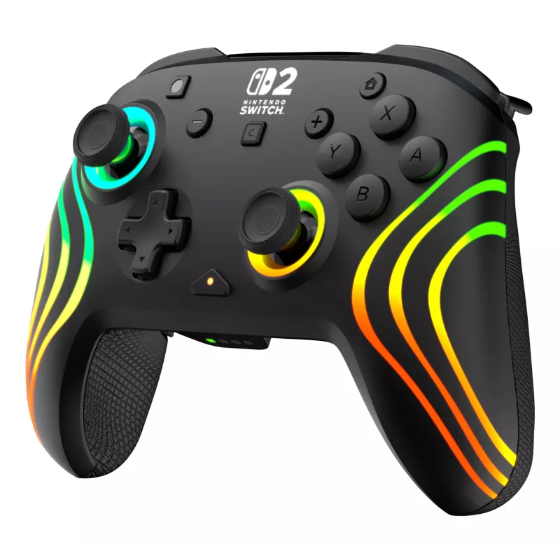 Belaidis RGB žaidimų valdiklis Turtle Beach Afterglow Wave Black, skirtas Nintendo Switch 2 – Bluetooth/USB-C, įmontuota baterija 20h, 3 m laidas
