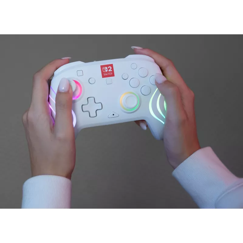 Belaidis RGB žaidimų valdiklis Turtle Beach Afterglow Wave White, skirtas Nintendo Switch 2, Bluetooth/USB-C, įmontuota baterija 20h, 3 m laidas