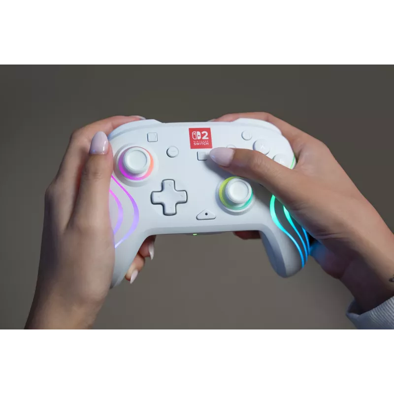 Belaidis RGB žaidimų valdiklis Turtle Beach Afterglow Wave White, skirtas Nintendo Switch 2, Bluetooth/USB-C, įmontuota baterija 20h, 3 m laidas