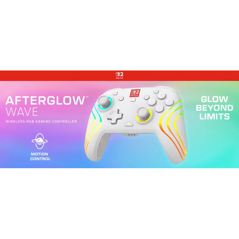 Belaidis RGB žaidimų valdiklis Turtle Beach Afterglow Wave White, skirtas Nintendo Switch 2, Bluetooth/USB-C, įmontuota baterija 20h, 3 m laidas