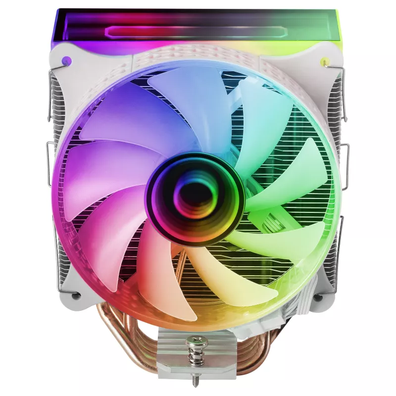 Mars Gaming MCPU-VR White CPU aušintuvas su dvigubu Infinity Mirror ARGB, 4 HCT šilumos vamzdeliai, 180W TDP, itin tylus PWM 12cm ventiliatorius
