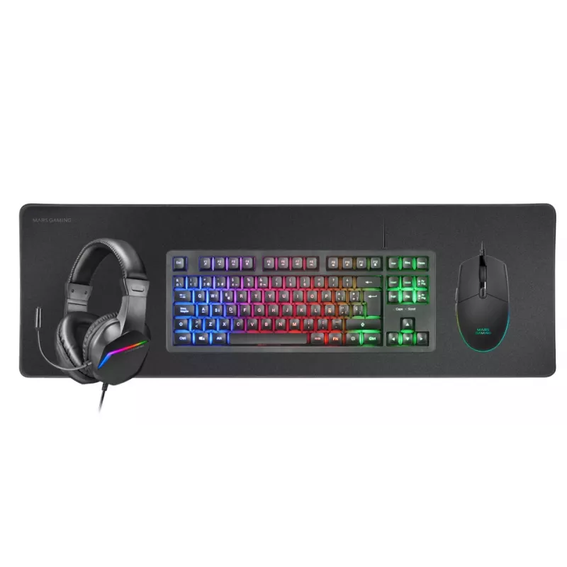 Mars Gaming 4-in-1 žaidimų rinkinys MCP-RGB3, laidinis, USB, membraninė, RGB LED, juoda, su pele