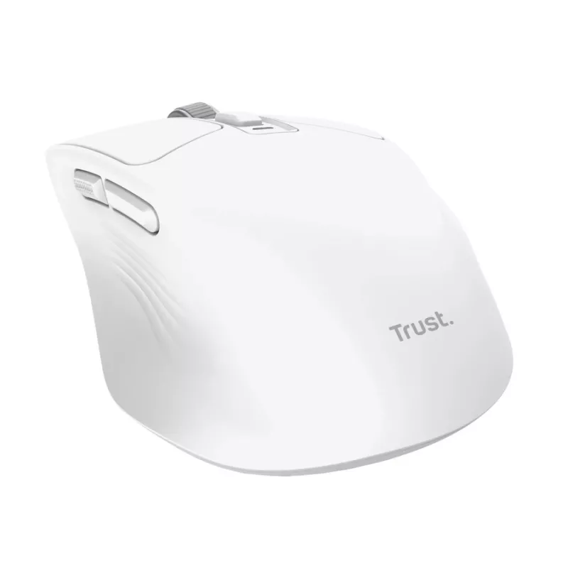 Belaidė dešinei rankai skirta biuro pelė TRUST Niven — RF + Bluetooth, 3200 DPI, 7 mygtukai, ratukas, balta