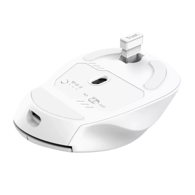 Belaidė dešinei rankai skirta biuro pelė TRUST Niven — RF + Bluetooth, 3200 DPI, 7 mygtukai, ratukas, balta