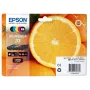 Epson Oranges Multipack 5 spalvų 33 Claria Premium rašalas, standartinės talpos, juoda, foto juoda, žydra, purpurinė, geltona, pigmentinis ir dažų pagrindu, 6,4 ml, 4,5 ml