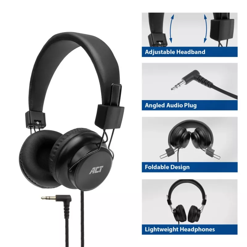 ACT sulankstomos stereo ausinės su 3,5 mm garso lizdu