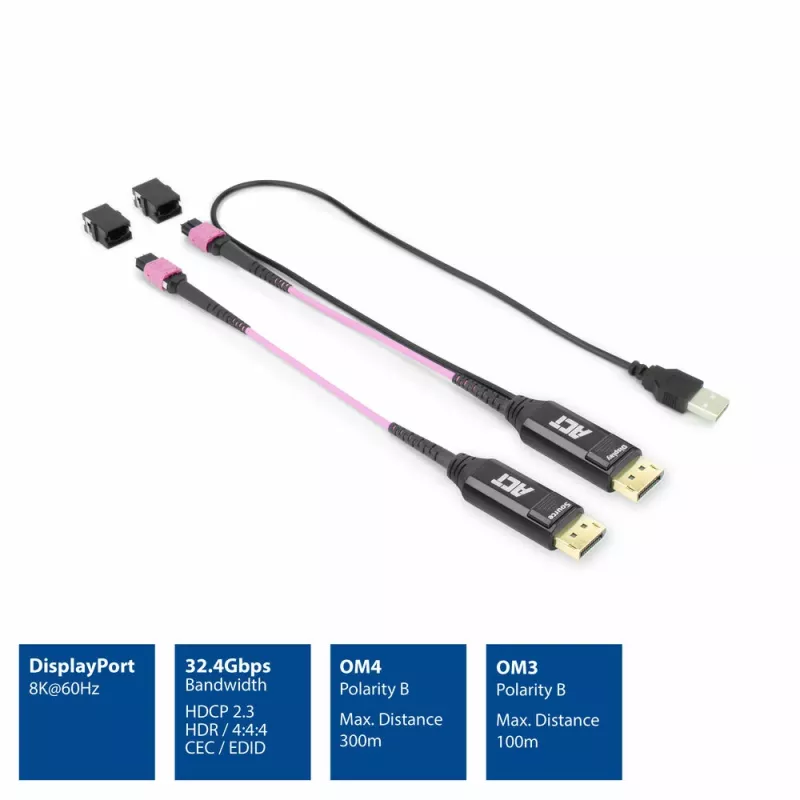ACT DisplayPort į MTP/MPO adapterių rinkinys, 8K@60Hz ilgintuvas