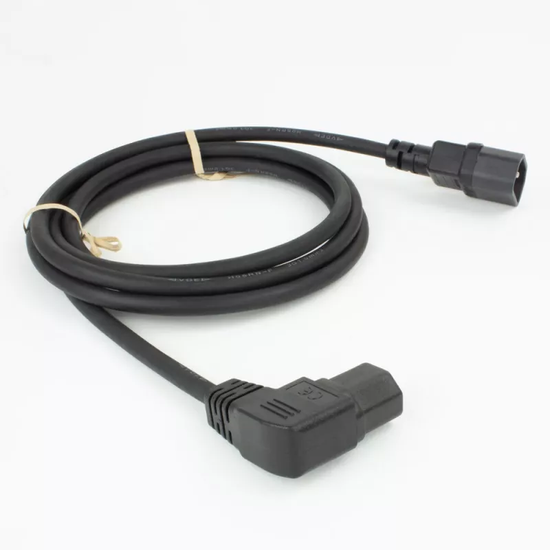 ACT maitinimo laidas C14 – C15 (kairėn lenktas) IEC60320 juodas 0,6 m