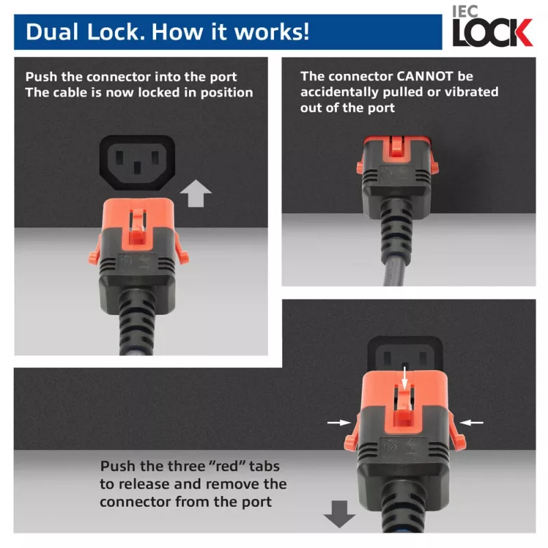 ACT maitinimo laidas C14 IEC Lock+ Dual Locking - C15 IEC Lock+ juodas 2 m, PC3872