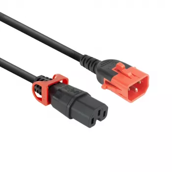 ACT maitinimo laidas C14 Lock+ dvigubas fiksavimas - C15 Lock+ juodas 3 m, PC3876