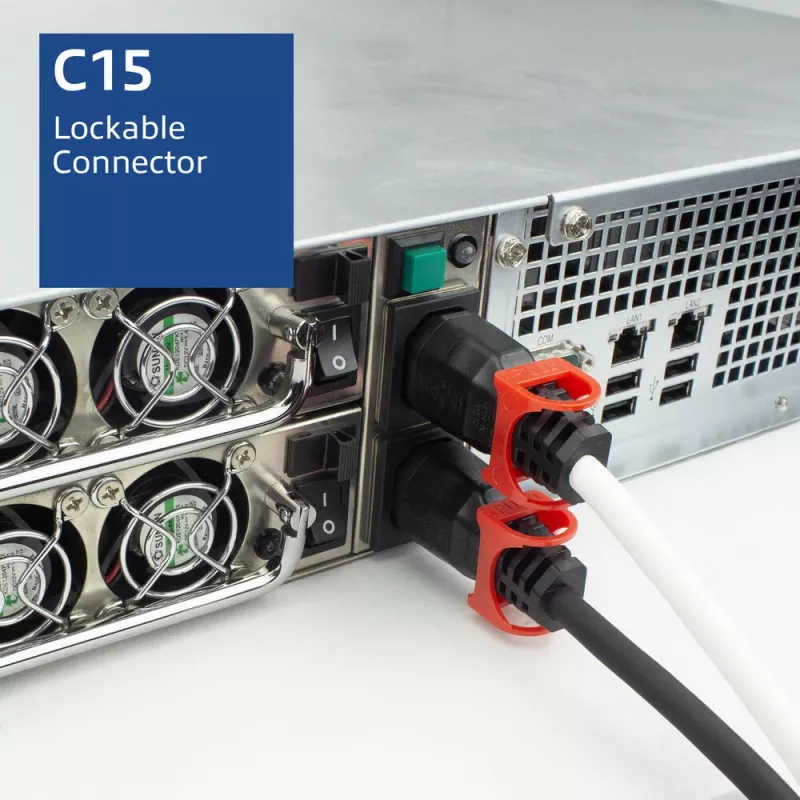 ACT maitinimo laidas C14 IEC Lock+ Dual Locking - C15 IEC Lock+ baltas 1 m, PC3871
