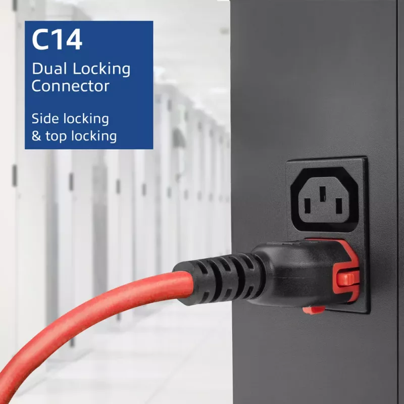 ACT maitinimo laidas C14 IEC Lock+ Dual Locking - C15 IEC Lock+ raudonas 2 m, PC3873