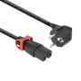 ACT maitinimo laidas su kampu CEE 7/7 kištuku – C15 Lock+ lizdu, juodas, 1 m, EL603S