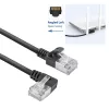 ACT Black 0.25 m U/FTP CAT6A LSZH plonas pataisos kabelis su RJ45 jungtimis 90° kairėn tiesus