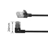 ACT Black 0.25 m U/FTP CAT6A LSZH plonas pataisos kabelis su RJ45 jungtimis 90° kairėn tiesus