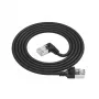 ACT Black 1,5 m U/FTP CAT6A LSZH plonas pataisymo kabelis su RJ45 jungtimis 90° kampu į dešinę ir tiesia