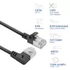 ACT Black 1,5 m U/FTP CAT6A LSZH plonas pataisymo kabelis su RJ45 jungtimis 90° kampu į dešinę ir tiesia