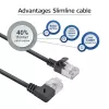 ACT Black 1,5 m U/FTP CAT6A LSZH plonas pataisymo kabelis su RJ45 jungtimis 90° kampu į dešinę ir tiesia