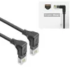 ACT Black 3 metrai U/UTP CAT6A LSZH plonas laidas su RJ45 jungtimis 90° kampu žemyn į 90° kampu žemyn