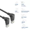 ACT Black 0.15 m U/UTP CAT6A LSZH plonas jungiamasis kabelis su RJ45 90° žemyn jungtimis