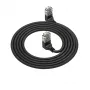 ACT Black 1 m CAT6A U/UTP LSZH plonas pataisos kabelis su RJ45 90° kampu į viršų abiejuose galuose