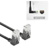 ACT Black 1 m CAT6A U/UTP LSZH plonas pataisos kabelis su RJ45 90° kampu į viršų abiejuose galuose