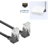 ACT Black 1 m CAT6A U/UTP LSZH plonas pataisos kabelis su RJ45 90° kampu į viršų abiejuose galuose