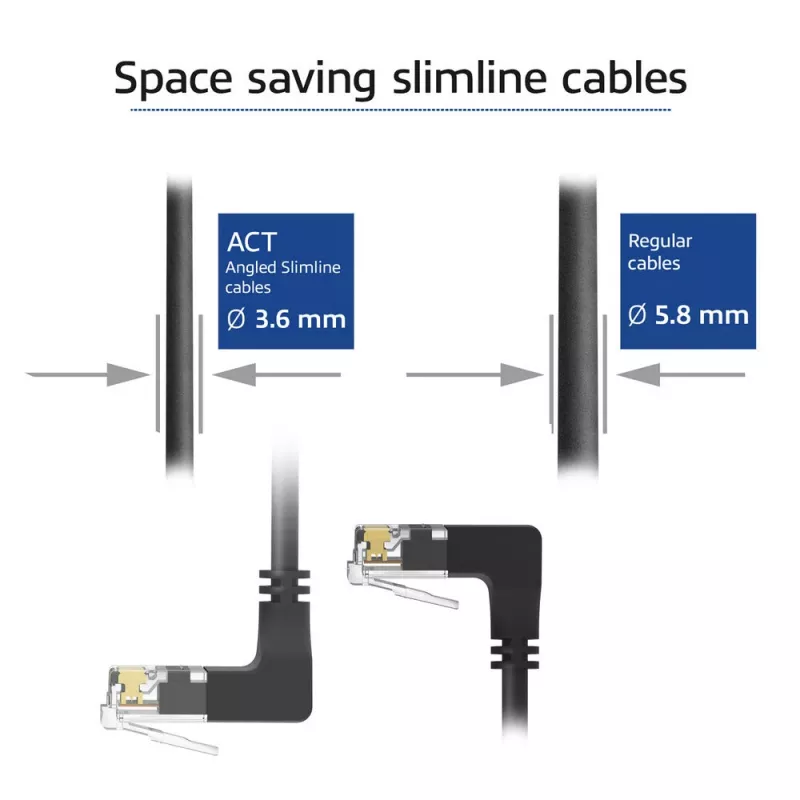 ACT tinklo kabelis DD7900 Cat6a U/UTP trumpas 0,5 m RJ-45 juodas
