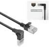 ACT Black 0.5 m U/FTP CAT6A LSZH plonas jungiamasis kabelis su RJ45 jungtimis 90° kampu žemyn į tiesią