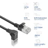 ACT Black 5 m U/FTP CAT6A LSZH plonas pataisos laidas su RJ45 jungtimis 90° kampu žemyn į tiesią
