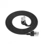ACT Black 1,5 m U/FTP CAT6A LSZH plonas jungiamasis kabelis su RJ45 jungtimis 90° kampu žemyn į tiesią