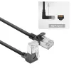 ACT Black 0.15 m U/FTP CAT6A LSZH plonas pataisos kabelis su RJ45 jungtimis 90° kampu žemyn iki 90° kampu žemyn
