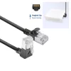 ACT Black 0.15 m U/FTP CAT6A LSZH plonas pataisos kabelis su RJ45 jungtimis 90° kampu žemyn iki 90° kampu žemyn