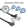 ACT Black 0.15 m U/FTP CAT6A LSZH plonas pataisos kabelis su RJ45 jungtimis 90° kampu žemyn iki 90° kampu žemyn