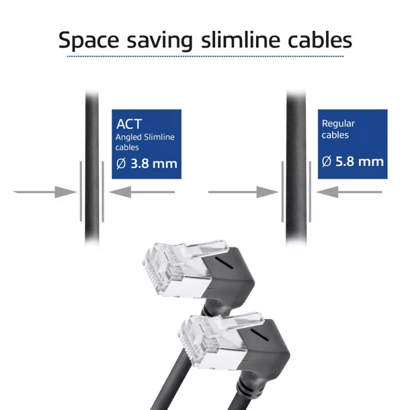 ACT DA6930 Cat6a U/FTP (STP) tinklo kabelis 0,15 m, RJ-45 į RJ-45, paauksuoti kontaktai, juodas