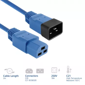 Powercord ACT C20–C21 mėlynas 2 m, 16 A, 250 V
