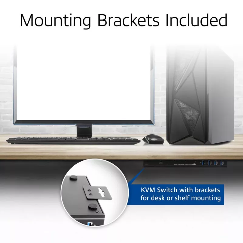 KVM jungiklis ACT 2 prievadų USB-C/HDMI 4K@60Hz AC7922 su USB klaviatūra/pelyte, HDMI vaizdu, 100W PD
