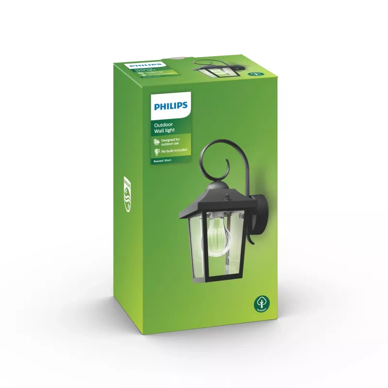 Philips myGarden Buzzard lauko sieninis šviestuvas 60W E27 juodas aliuminis (be lemputės)