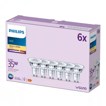 Philips Spot 35W PAR16 GU10 6 vnt., 3,5 W, 35 W, GU10, 255 lm, 15000 h, Šilta balta